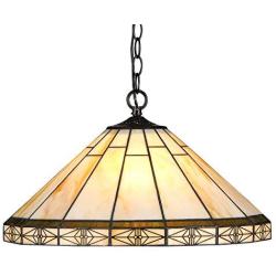 Capulina Tiffany Dining Table Lights, 18 Inch Wide Hanging Tiffany Style Lamp, 2-Light Stained Glass Lighting Fixtures, Stained Glass Dining Room Lights, Mission Style Tiffany Pendant Lights