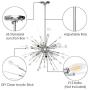 Modern Firework Chandeliers 6-Light Bulbs Sputnik Ceiling Light Fixture,Lucalda Adjustable Rods Globe Fireworks Pendant Lighting Fixture for Living Room, Bedroom,Kitchen,Hallway,Dining Room,Porch