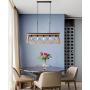 Industrial Five-Light Farmhouse Linear Pendant Light Hanging Ceiling Fixture Light Adjustable Height Chandeliers for Kitchen, Dining Room