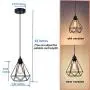 Vintage Pendant Light, HESSION Industrial Metal Cage Mini Pendant Lighting Oil Rubbed Black Finish, Rustic Ceiling Light Fixture