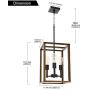 3 Light VINLUZ Wood Metal Chandelier Rustic Industrial Pendant Lighting Dark Walnut with Wood Frame Hanging Light Fixture Adjustable Chain for Kitchen Island Foyer Dining Room