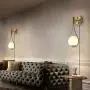 Modo Lighting Glass Ball Wall Sconce Plug in Mid Century Modern Drop Design Wall Light Brushed Brass Gold Wall Lamps for Bedside Living Room (with Plug in 2 Pack) Modo Lighting Glass Ball Wall Sconce Plug in Mid Century Modern Drop Design Wall Light Brushed Brass Gold Wall Lamps for Bedside Living Room (with Plug in 2 Pack)