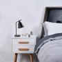 KRASTY Modern Industrial Metal Bedside Lamp Farmhouse Small Reading Lamp Mini Nightstand Black Table Lamp, Desk Lamp for Living Room Bedroom Office Kid Eye-Caring Study