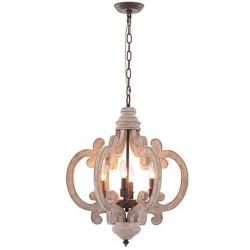 HMVPL Wooden Farmhouse Pendant Lighting Fixtures 6-Lights, Industrial Swag Chandeliers Hanging Ceiling Lamp for Kitchen Island Dining Room Bedroom Foyer Hallway Front Door