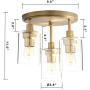 Pathson Industrial Ceiling Light Fixture, 3-Light Semi Flush Mount Ceiling Lamp with Glass Shade, Ceiling Chandelier Light for Hallway Loft Kitchen Bar Dining Room