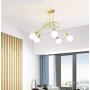 Ganeed Modern Chandelier, Mid-Century 5 Lights Gold Sputnik Pendant Lighting,Industrial Brushed Nickel Ceiling Light Fixture for Kitchen Dining Room Living Room,Gold