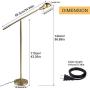 DLLT Metal Floor Lamp, Adjustable Swing Arm Reading Standing Lamp, 9W Modern Pole Light Brass Task Lighting for Living Room, Bedroom, Office, Home Decor, E26 Base, Gold (LED Bulbs Included)