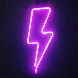 Orgrimmar Neon Light Lightning Bolt Pink LED Neon Signs Decorative Wall Light Battery and USB Powered Night Light for Bedroom, Bar, Wedding, Christmas Decoration (Pink)