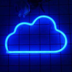 YIQU Cloud Lights Neon Signs for Wall Decor, Battery and USB Powered, Cloud Led Signs Wall Decorative Night Lights for Bedroom Cute Gift for Kids Girls Family-Blue