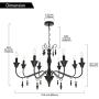 VINLUZ Black Rustic French Country Chandelier Lighting, 8 Light Metal Vintage Kitchen Island Pendant Light for Dining Room Industrial Farmhouse Ceiling Hanging Fixture
