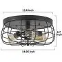ZZ Joakoah Industrial 3-Light Rustic Semi Flush Mount Ceiling Light, Metal Cage Pendant Lighting Lamp Fixture for Kitchen Living Room Bedroom Hallway Stairway Garage, E26, Black Painting Finish.