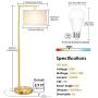 Gold Floor Lamp for Living Room, Modern 5 Tall Stand Up Light, Montage Overhangs Reading Lamps, Classic LED Nursery Standing Lighting for Bedroom Study Room with LED Bulb - Gold, Antique Brass
