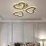 Modern Crystal Chandelier LED Ceiling Light 3-Heart Shape Chandelier Lighting Fixture Flush Mount Pendant Light for Bedroom Living Room Hallway Hobby,Warm White
