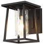 Small Modern Outdoor Wall Light Fixtures Exterior Wall Lantern Outside Lamp Wall Mounted Waterproof Black Finish with Water Glass Outdoor Wall Sconce for Driveway Patio Porch Lighting