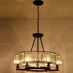 Crystal Chandelier Modern Retro Style Pendant Light Crystal Lampshade Chandelier Metal Hanging Ceiling Light Fixture Height Adjustable Hanging Lamp for Dining Living Rooms Kitchen E12