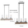 LNC Chandelier, Glass Pendant Light for Kitchen Island in Rustic Wood and Metal, Farmhouse Hanging Lamp for Dining Room