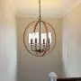 Maxax Indoor Chandelier 4 Lights Wood Pendant Lighting with Clear Glass Shade for Dining Room, Living Room Maxax Indoor Chandelier 4 Lights Wood Pendant Lighting with Clear Glass Shade for Dining Room, Living Room