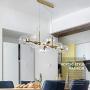 CCSUN 110cm Glass Ball Golden Chandelier Island Lights,mid Century 8-Lights Long Pendant Light E26 Clear Glass Globe Chandelier Decor Light Fixtures for Dining Room Living Room Golden Transparent