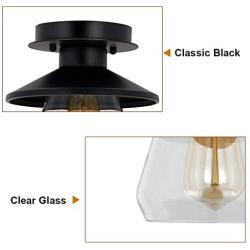 Industrial Ceiling Light Fixture with Clear Glass Shade 1-Light Industrial Bedroom Light Fixtures Matte Black Ceiling Light Finish for Dining Room Bedroom Cafe Bar Corridor Hallway Bulb Not Included