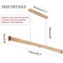 Modern LED Wooden Chandelier Dining Room Dimmable Remote Control Brightness Adjustable Pendant Lights Half Flush Mount Ceiling Hanging Lamp Fixture for Bedroom Livingroom Hanging Island Lighting 20W