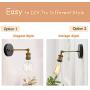 Tipace Industrial Black Metal Retro Edison Wall Light Fixture 2 Pack , Brass Arm Swing Small Wall Sconce for Farmhouse Bedroom Kitchen Living Rooms Aisle Gallery Barn(Bulbs not Included)