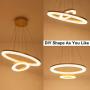 Joyxeon Modern Crystal Chandeliers, 2 Ring LED Ceiling Lights Pendant Lighting, Dining Room Chandelier, Adjustable Brass Gold Light Fixtures for Living Room, Bedroom, Porch - Warm White 3600Lm Bright