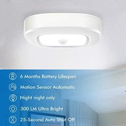 SUNVIE Motion Sensor Ceiling Light Battery Operated LED Motion Sensor Light Indoor/Outdoor Wireless Battery Powered Ceiling Light 300LM for Closet Hallway Bathroom Laundry Pantry with Photocell Sensor