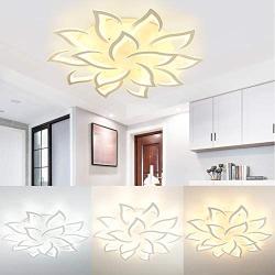 Dimmable LED Chandelier Modern Metal Acrylic with Remote Control Flush Mount Ceiling Lamp Living Room Chandelier Chic Design Kitchen Hanging Lamp Bedroom（15 Lights）