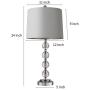 BOBOMOMO Modern Crystal USB Table Lamps Set of 2 for Living Room Nightstand Bedroom 25'' Bedside Desk Lamp Silver Shade