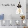 DEWENWILS Pendant Light Plug in, Transparent Glass Ceiling Light for Kitchen Living Room, Bedroom, Dining Hall, Bookroom, Plug Hanging Light with 15FT Adjustable Cord and On/Off Switch