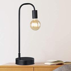 Keymit 3 Way Dimmable Lamps for Bedrooms, G80 8W Globe LED Edison Industrial Bedside Lamp, Nightstand Black Lamps for Living Room, Light Gold LED Filament Bulb Included