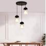 LONGWIND 3 Lights Kitchen Island Lighting,Modern Clear Glass Pendant Light Fixture,Farmhouse Black Linear Light Chandelier for Dining Room and Kitchen