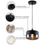 NAANN Industrial Pendant Light, Vintage Glass Hanging Lamp, Black Retro Modern Indoor Lighting Fixtures for Kitchen Island Farmhouse Dining Room Hallway Edison E26 Base