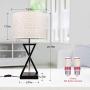 Geometrical Bedside Table Lamps Set of 2, 3-Color Bulbs Included Table Lamps Pack with Creamy Linen Lamp Shade Steady Metal Base, Nightlight Desk Lights Set for Living Room Bedroom Hotel - Shine Decor