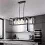 Garwarm 6 Light Rectangle Chandelier,Black Metal Linear Modern Pendant Lighting,Industrial Cage Kitchen Island Ceiling Light Fixture for Dining Room Kitchen