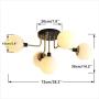 BOKT Semi Flush Mount Ceiling Light 5 Lights Sputnik Light Fixture Mid Century Modern Ceiling Pendant Light with Milky White Glass Shade for Living Dining Room Kitchen