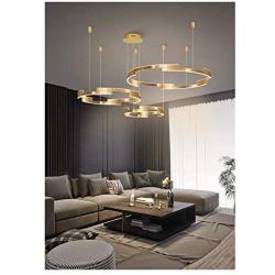 Chandelier Modern Luxury Ring LED Chandelier Gold Aluminum Lobby Chandeliers for Living Room Ceiling Hanging Lights Dining Room Light (Emitting Color : 3 Colors, Wattage : 40cm60cm)