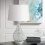 Kasey Modern Table Lamp Acrylic Beaded Silver Gourd White Drum Shade for Living Family Room Bedroom Bedside - Possini Euro Design