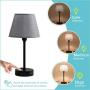 Focondot Touch Control Lamps, Built in 2 USB ports and 1 AC Outlet Bedside Table Lamp, Gray Nightstand Lamps Include 2 Dimmable Edison LED Bulbs, Ideal USB Lamps for Bedroom Living Room Office(2 Pack)