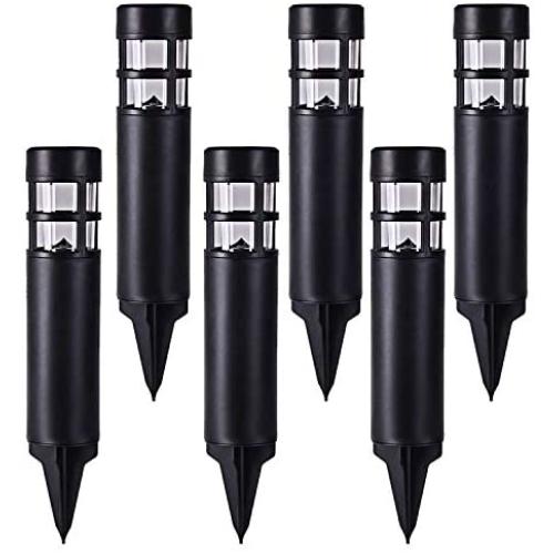 Solar Garden Lights Outdoor - SUNWIND LED Bollard Solar Powered Path Lighting for Patio Pathway Backyard Lawn Landscaping (Black-6 Pack)
