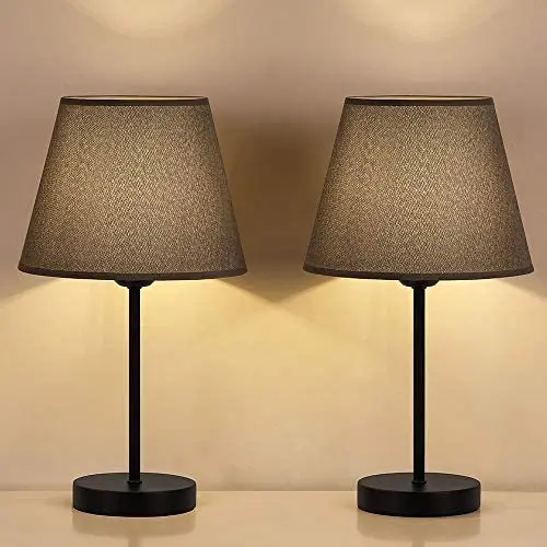 HAITTAL Small Table Lamps - Vintage Bedside Nightstand Lamps Set of 2 for Bedroom, Office, Dorm Room, Grey HAITTAL Small Table Lamps - Vintage Bedside Nightstand Lamps Set of 2 for Bedroom, Office, Dorm Room, Grey