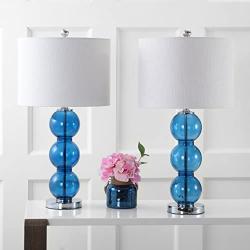 JONATHAN Y JYL1070E-SET2 Bella 27'' Glass Triple-Sphere LED Table Lamp Contemporary,Transitional for Bedroom, Living Room, Office, College Dorm, Coffee Table, Bookcase, CobaltBlue/Chrome(Setof2)