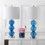 JONATHAN Y JYL1070E-SET2 Bella 27'' Glass Triple-Sphere LED Table Lamp Contemporary,Transitional for Bedroom, Living Room, Office, College Dorm, Coffee Table, Bookcase, CobaltBlue/Chrome(Setof2)