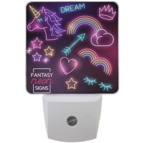 Magical Unicorn Night Light for Girl Bedroom,Auto Dusk to Dawn Sensor Nightlight,Plug-in Wall Light for Bedroom,Bathroom,Nursery,Kitchen,Hallway,Stairs,Energy Efficient,Pack of 2