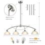 Dazhuan Contemporary Alabaster Frosted Glass Pendant Light Kitchen Island Chandelier Hanging Ceiling Lighting Fixture, Brushed Nickel, 4-Shade
