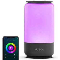 Smart Table Lamp, HugoAi Dimmable Bedside Lamps for Bedrooms, Works with Alexa and Google Home, LED Nightstand Lamp with Shades of White Lights and Vibrant Colors, No Hub Required, Grey