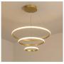 LED Chandelier - Modern LED Chandeliers Dining Table 85W 7500lm LED Dimmable Remote Control 3 Ring 30x45x60CM Hanging Lamp Living Room Ceiling Light Bedroom Height Adjustable (Gold)