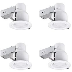 4'' Rust Proof Indoor/Outdoor Ridged Baffle Round Trim Recessed Lighting Kit 4-Pack, White, Easy Install Push-N-Click Clips, 3.88'' Hole Size,90958