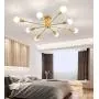 SILJOY Mid-Century Modern Globe 8 Light DNA Gold Chandelier Glass Creative Molecular Ceiling Light Dimmable for Living Room Dining Room