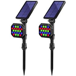 MZVUL Solar Lights Outdoor, 22 LED Color Changing Solar Landscape Spotlights with Bigger Solar Panel & Adjustable Solar Wall Light Waterproof Solar Powered Garden lights for Pathway Yard Decor (2Pack)